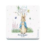 Beatrix Potter Peter Rabbit watching butterflies melamine coaster