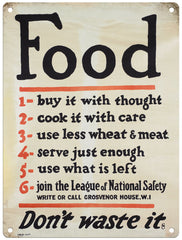 Food don't waste it metal sign
