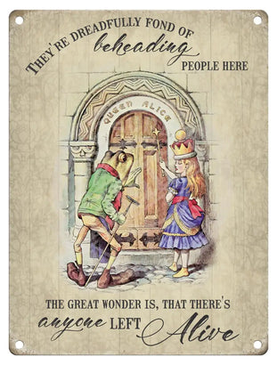Alice In Wonderland - Queen & Frog Metal Signs