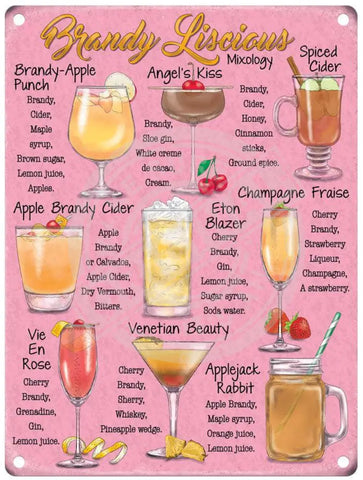 Brandy liscious cocktail recipes metal sign