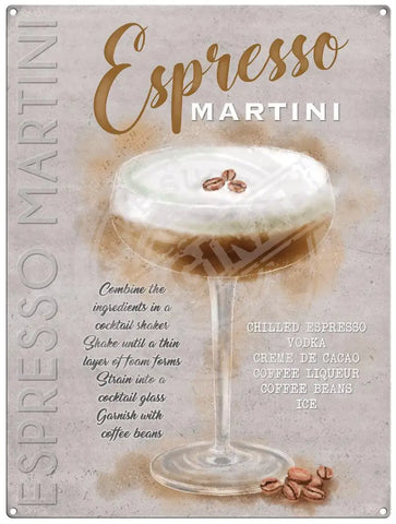 Espresso Martini recipe metal sign