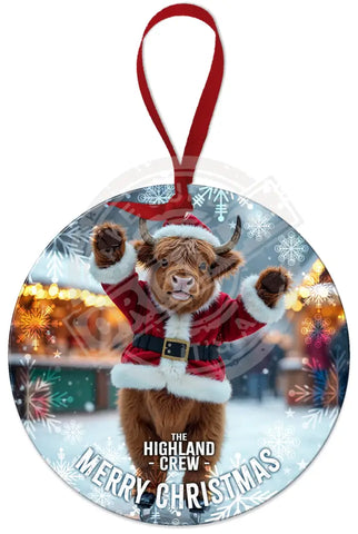 HIGHLAND CREW - Christmas Cow Ice Skating Fridge Magnet Metal Signs