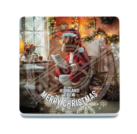 HIGHLAND CREW - Christmas Cow On Toilet Fridge Magnet Metal Signs