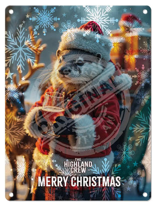 HIGHLAND CREW Christmas Otter Mini Metal Sign 15cm x 20cm Metal Signs