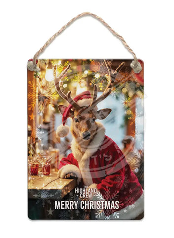 HIGHLAND CREW - Christmas Red Deer Fridge Magnet Metal Signs