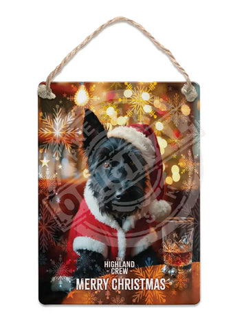 HIGHLAND CREW Christmas Scottie Dog Fridge Magnet Metal Signs