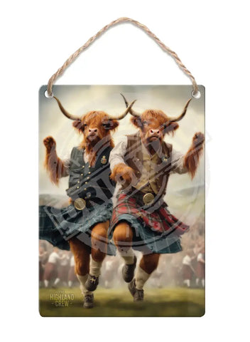 HIGHLAND CREW - Cows Dancing Fridge Magnet Metal Signs