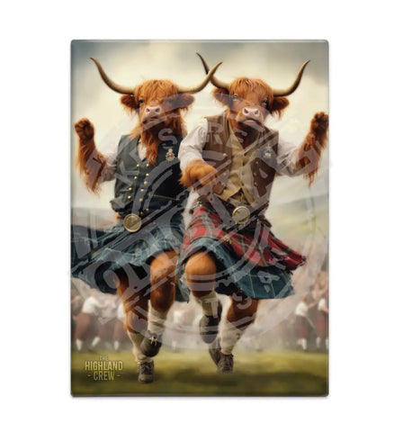 HIGHLAND CREW - Cows Dancing Fridge Magnet Metal Signs