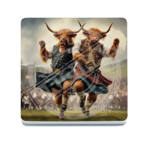 HIGHLAND CREW - Cows Dancing Fridge Magnet Metal Signs