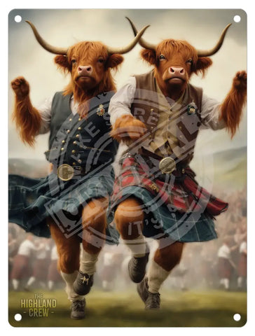 HIGHLAND CREW - Cows Dancing Fridge Magnet Metal Signs