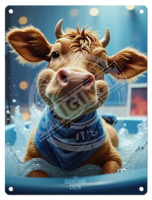 HIGHLAND CREW - DAIRY COW - In Bath Close Up Metal Signs