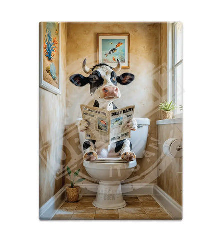 HIGHLAND CREW - DAIRY COW - On Toilet Stone Fridge Magnet Metal Signs