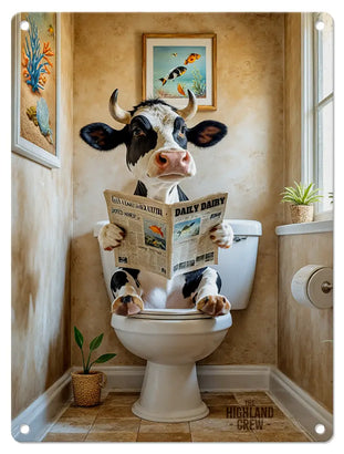 HIGHLAND CREW - DAIRY COW - On Toilet Stone Metal Signs