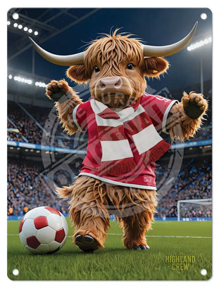 HIGHLAND CREW Football Red White Scarf Mini Metal Sign 15cm x 20cm Metal Signs