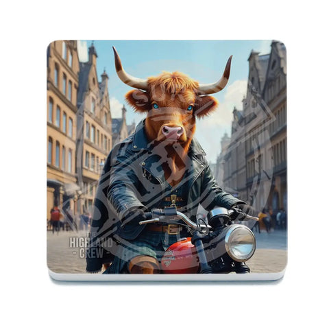 HIGHLAND CREW - On Motorcycle Blue Eyes Fridge Magnet Metal Signs
