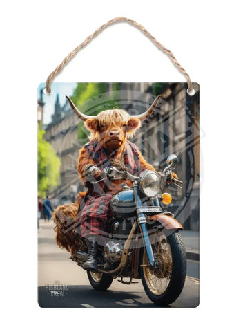 HIGHLAND CREW - On Motorcycle Fridge Magnet Metal Signs