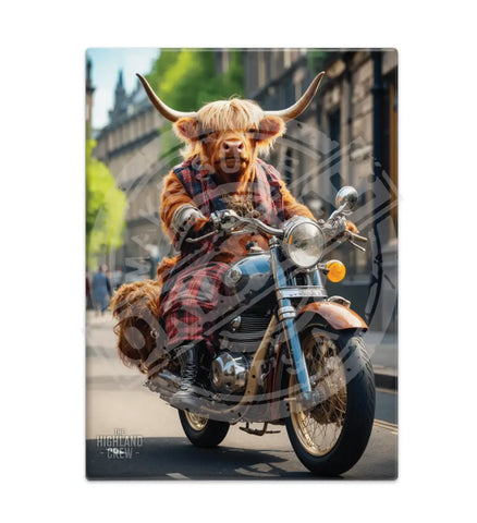 HIGHLAND CREW - On Motorcycle Fridge Magnet Metal Signs