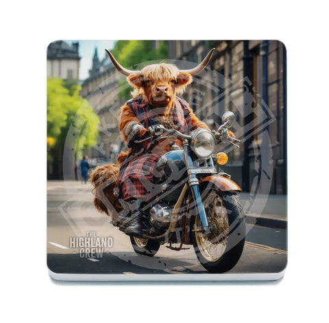 HIGHLAND CREW - On Motorcycle Fridge Magnet Metal Signs