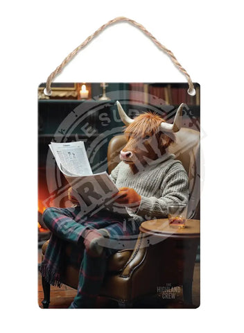 HIGHLAND CREW - Reading Newspaper Fridge Magnet Metal Signs