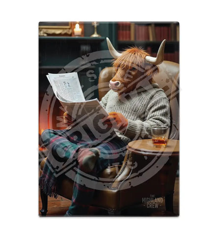 HIGHLAND CREW - Reading Newspaper Fridge Magnet Metal Signs