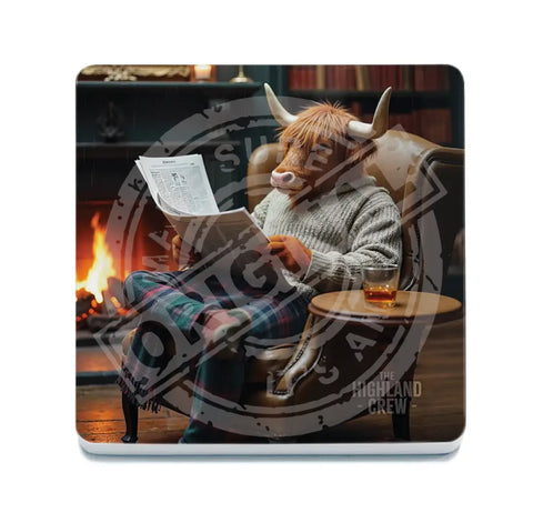 HIGHLAND CREW - Reading Newspaper Fridge Magnet Metal Signs