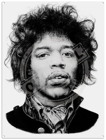 Jimi Hendrix illustration metal sign