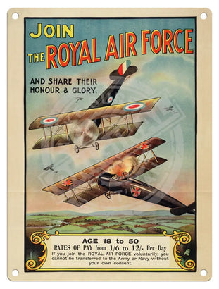 Join The Royal Air Force Metal Signs