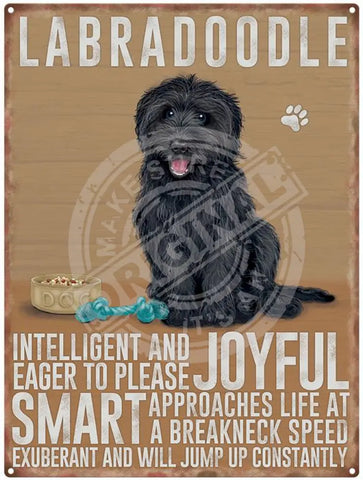 Labradoodle Black Metal Signs
