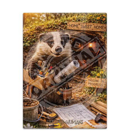LIFE AFTER HUMANS - Badger Home Sweet Home Fridge Magnet Metal Signs