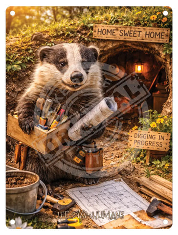 LIFE AFTER HUMANS - Badger Home Sweet Home Fridge Magnet Metal Signs