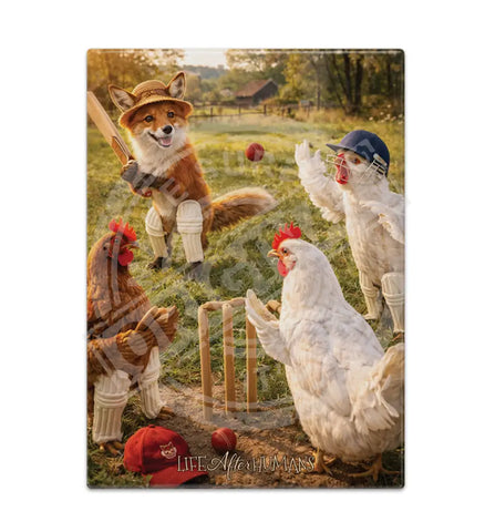 LIFE AFTER HUMANS - Fox Chickens Fridge Magnet Metal Signs