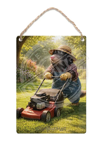 LIFE AFTER HUMANS - Mole Mowing Fridge Magnet Metal Signs
