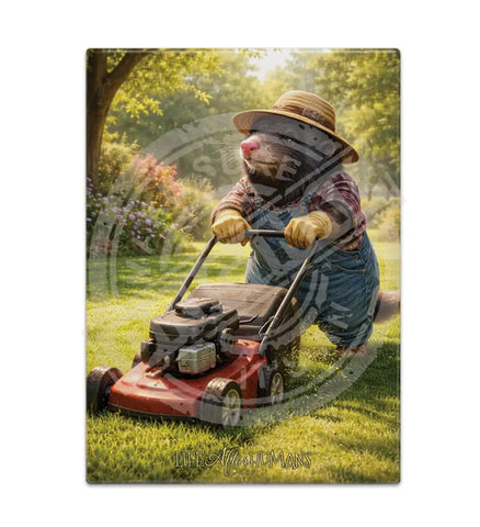 LIFE AFTER HUMANS - Mole Mowing Fridge Magnet Metal Signs