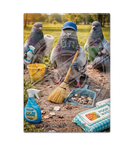 LIFE AFTER HUMANS - Pigeons Fridge Magnet Metal Signs