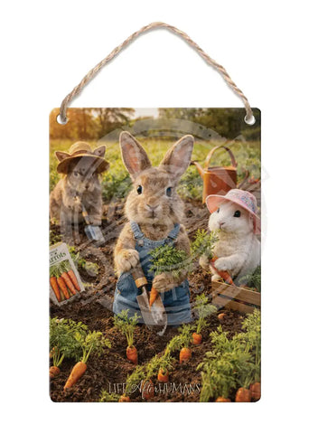 LIFE AFTER HUMANS - Rabbits Carrots Fridge Magnet Metal Signs
