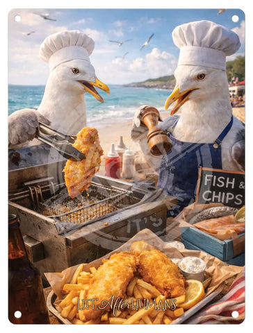 LIFE AFTER HUMANS - Seagulls Fridge Magnet Metal Signs