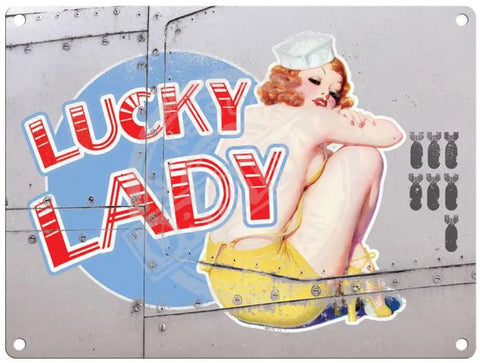 Lucky Lady - Nose Cone Girls Metal Signs