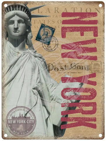 New York City Postcard metal sign