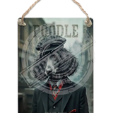 PEAKY PAWS CLUB - Black Poodle Dangler Metal Signs