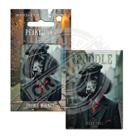 PEAKY PAWS CLUB - Black Poodle Fridge Magnet Metal Signs