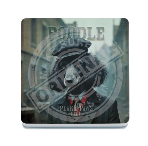 PEAKY PAWS CLUB - Black Poodle Fridge Magnet Metal Signs