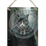 PEAKY PAWS CLUB - Black & White Cat Dangler Metal Signs