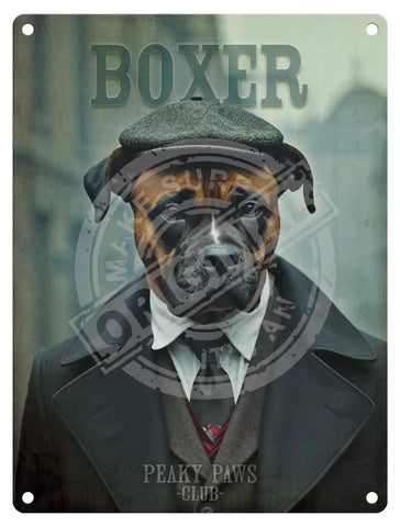 PEAKY PAWS CLUB - Boxer Fridge Magnet Metal Signs