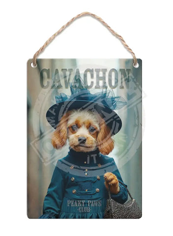 PEAKY PAWS CLUB - Cavachon Female Blue Fridge Magnet Metal Signs