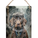 PEAKY PAWS CLUB - Choc Labrador Dangler Metal Signs
