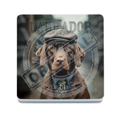 PEAKY PAWS CLUB - Choc Labrador Fridge Magnet Metal Signs