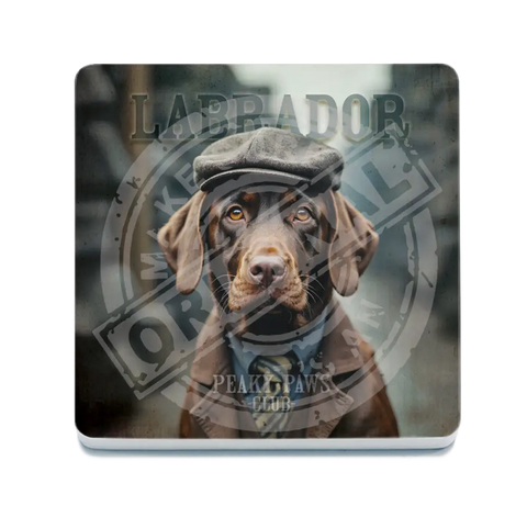 PEAKY PAWS CLUB - Choc Labrador Fridge Magnet Metal Signs