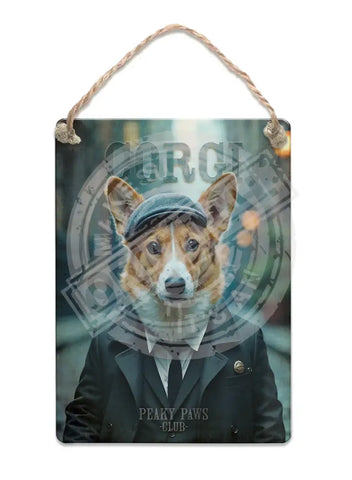 PEAKY PAWS CLUB - Corgi Fridge Magnet Metal Signs