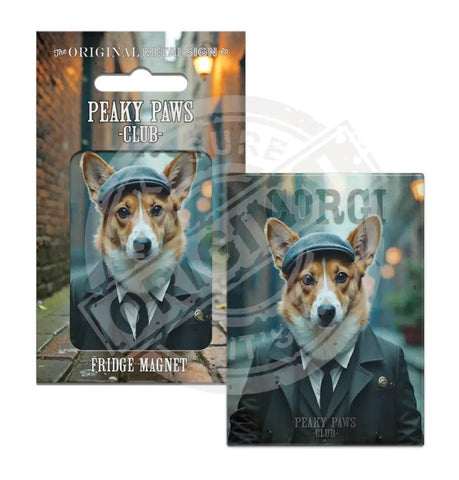 PEAKY PAWS CLUB - Corgi Fridge Magnet Metal Signs