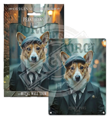 PEAKY PAWS CLUB - Corgi Fridge Magnet Metal Signs